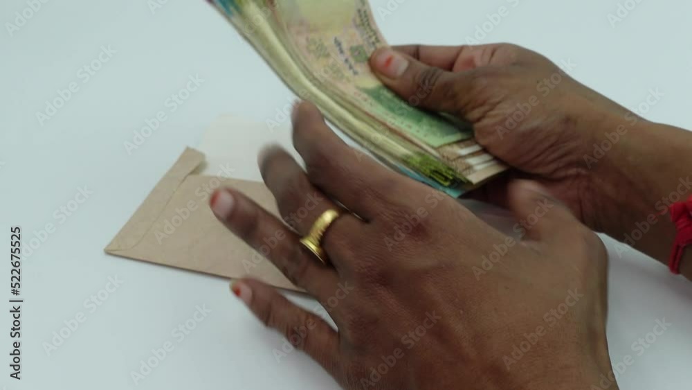 Shot of Counting multiple denomination of Indian rupees. Close up of ...