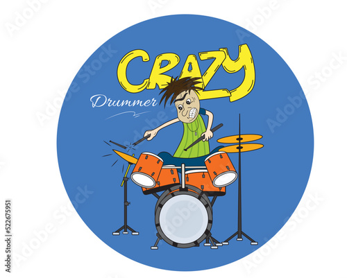 T-Shirt design, crazy drummer design, 