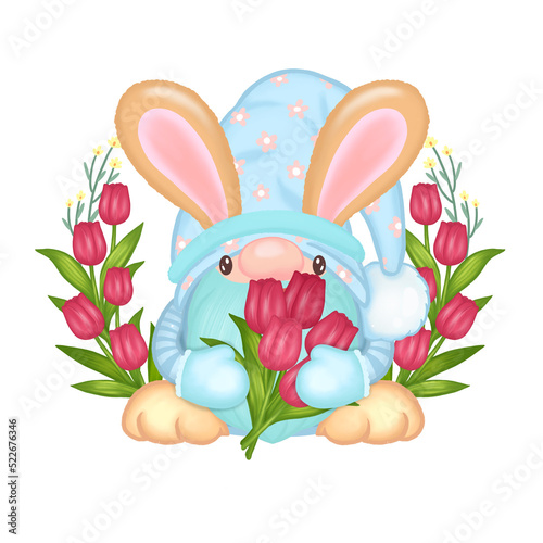 easter bunny with flowers.