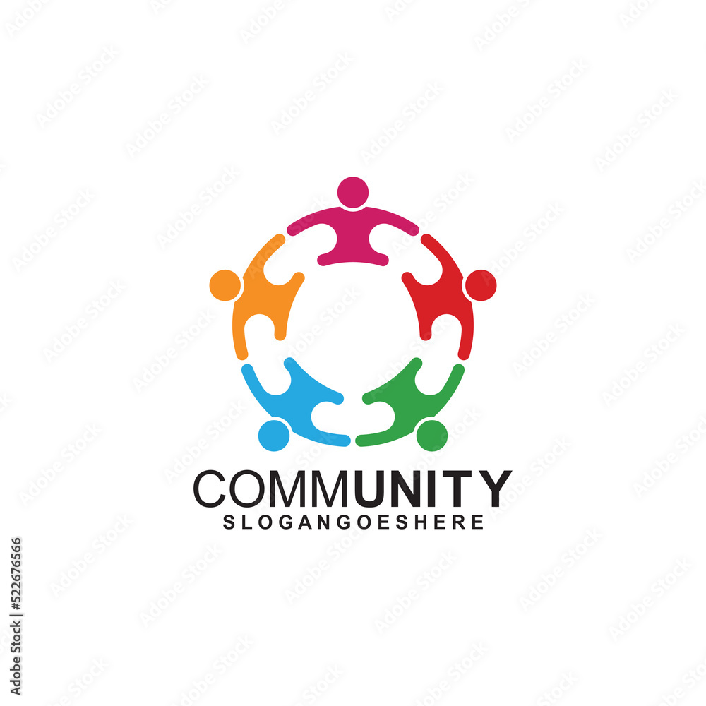 Community logo icon design with colorful people in a circular shape ...