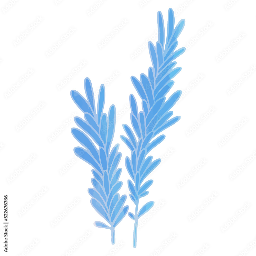 Watercolor Leaf, Blue leaves clipart.