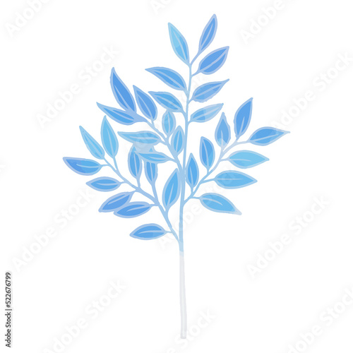 Watercolor Leaf  Blue leaves clipart.