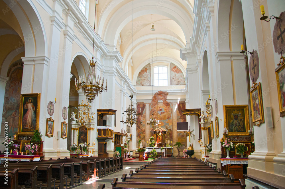 Minor Basilica of the Assumption of the Blessed Virgin Mary and Saints Peter, Paul, Andrew and Catherine. Wegrow, Masovian Voivodeship, Poland.