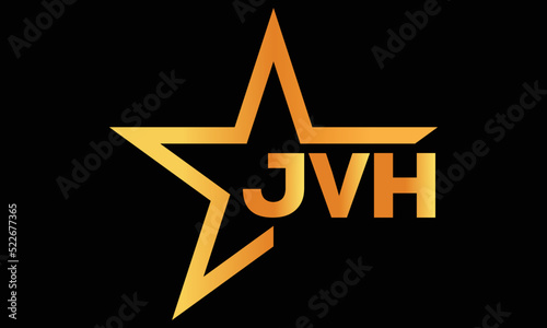 JVH golden luxury star icon three letter logo design vector template. royal logo | luxury logo | jewelry logo | premium logo | iconic logo | Victoria logo |	 photo