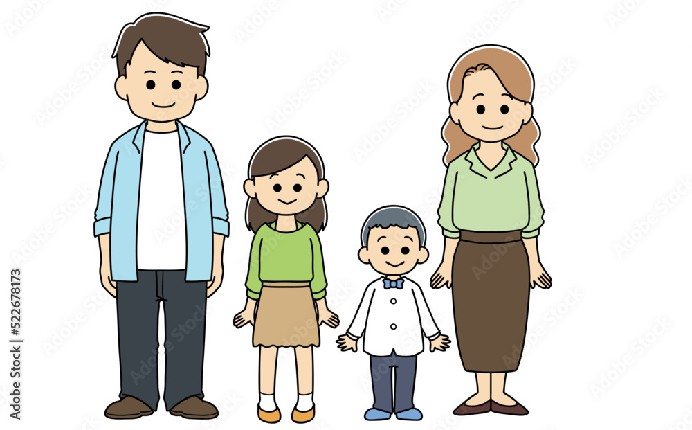 4人家族 全身 イラスト 4人家族 全身 イラスト
