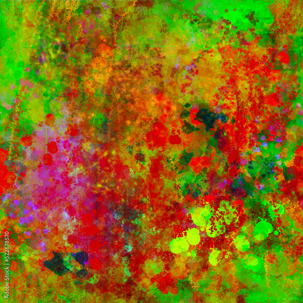 Abstract colorful painted pattern with vivid blots, spots, splotches and smudges