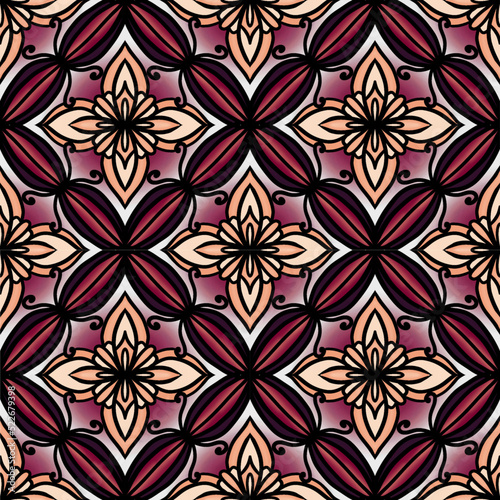 Geometric ethnic pattern seamless flower color. seamless pattern. Design for fabric,curtain,background,carpet,wallpaper,clothing,wrapping,Batik,mandalas,fabric,Vector illustration. pattern style.