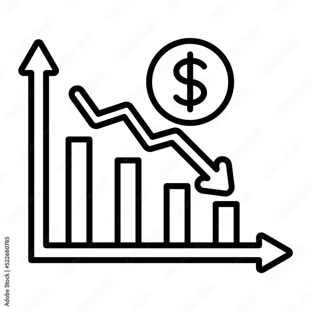 Loss Chart Line Icon Loss Chart Line Icon