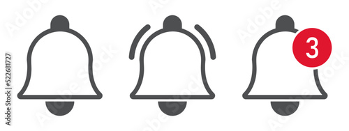 black notification bell vector icon on white