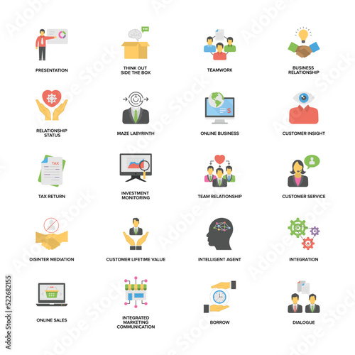 Pack Of Business and Management Flat Vectors