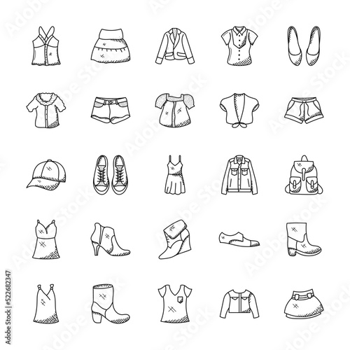 Hand Drawn Fashion Icons Set 

