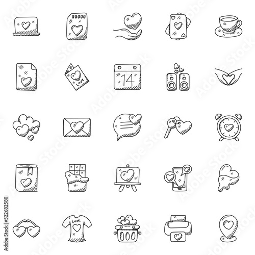 Doodle Icon set of Love and Romance  