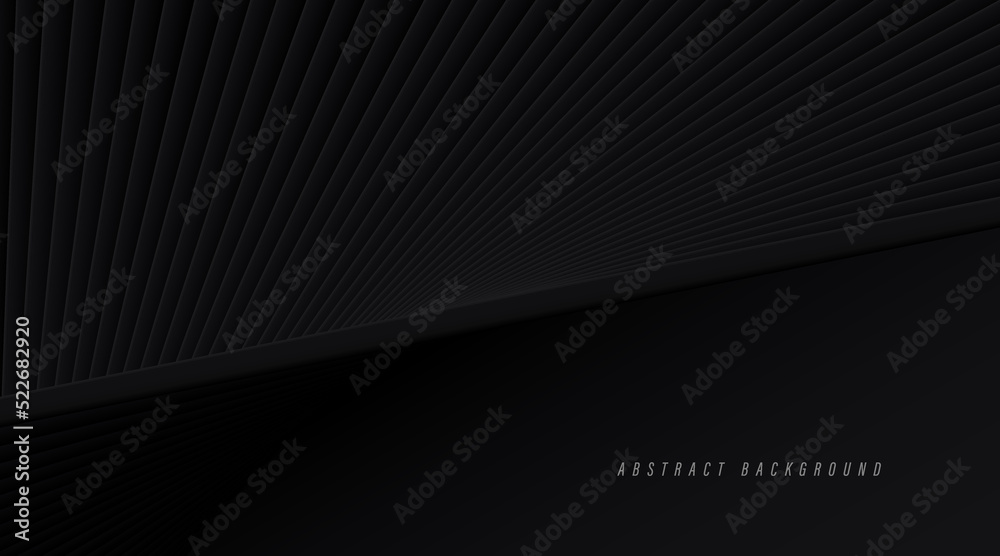 Abstract black diagonal stripes background with shadow. 3D stripes texture. Modern banner template design. Suit for banner, poster, business, cover, presentation, flyer, website. Vector illustration
