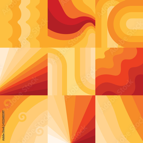Autumn retro background set with orange and red gradient. Vintage background vector desing. (ID: 522683597)