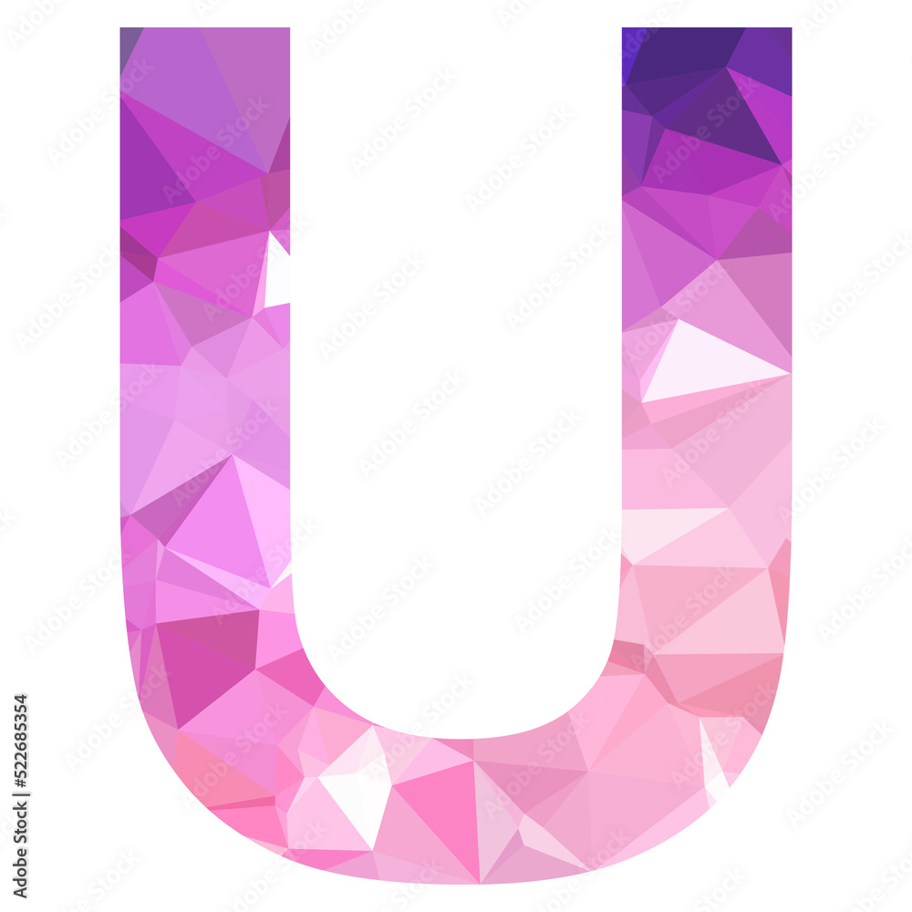 Abstract trend polygon letter U logo design template. Art tech media app creative sign. Colorful vector symbol icon. Bright alphabet font. Abstract trend polygon letter U logo design template. Art tech media app creative sign. Colorful vector symbol icon. Bright alphabet font.