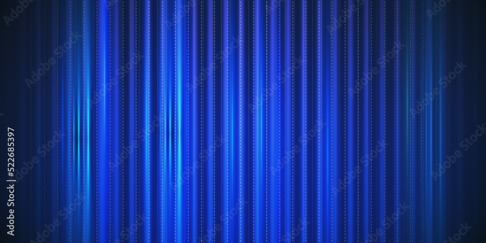 Creative wide blue tech lines wallpaper. Design and technology concept. 3D Rendering.