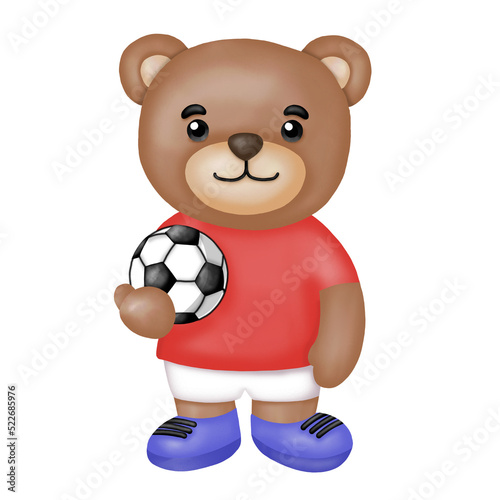 Bear Football Team watercolor Clipart.