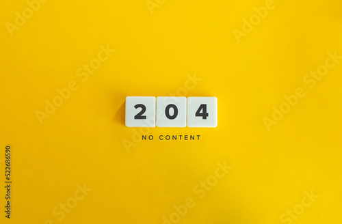 The HTTP 204 No Content Information Status Response Code. Block Letter Tiles on Yellow Background. Minimal Aesthetics.