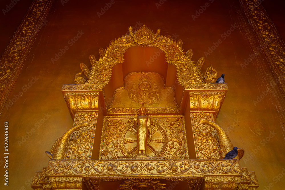 The gold temple at Wat Sri Panthon. Wat Sri Panthon is a very old temple and is famous in Nan, Thailand.
