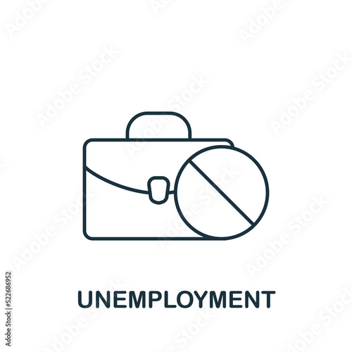 Unemployment icon. Monochrome simple line Economic Crisis icon for templates, web design and infographics