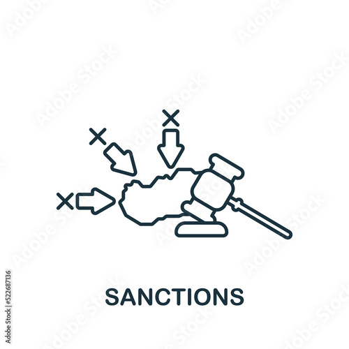 Sanctions icon. Monochrome simple line Economic Crisis icon for templates, web design and infographics