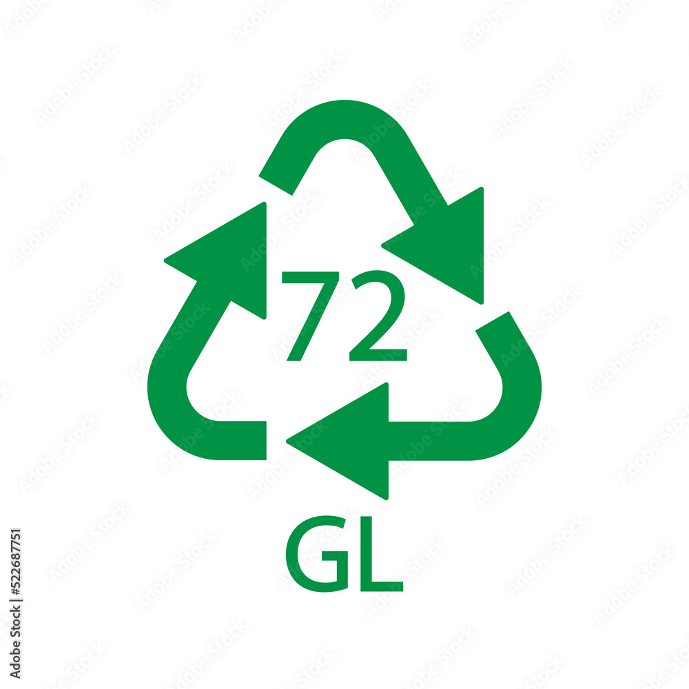 Brown Glass recycling code 72 GL. Vector illustration Brown Glass recycling code 72 GL. Vector illustration