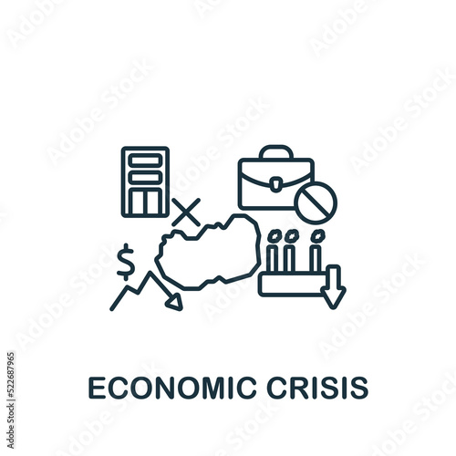 Economic Crisis icon. Monochrome simple line Economic Crisis icon for templates, web design and infographics