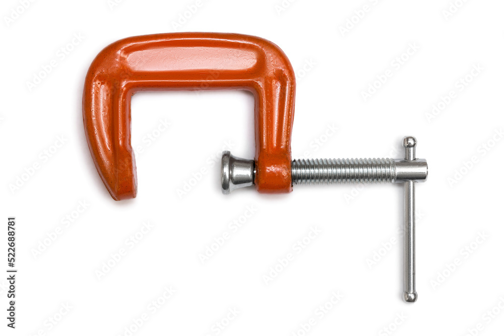 Orange steel clamp tool isolated on white background Orange steel clamp tool isolated on white background