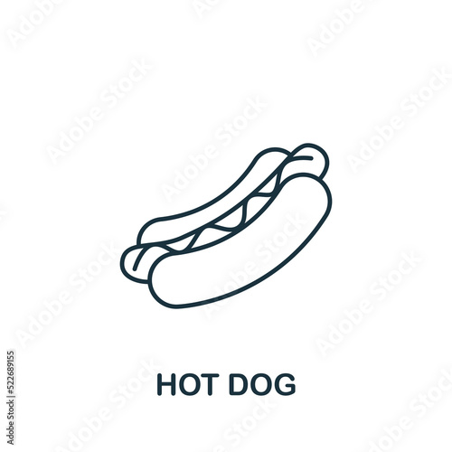 Hot Dog icon. Monochrome simple line Fastfood icon for templates, web design and infographics
