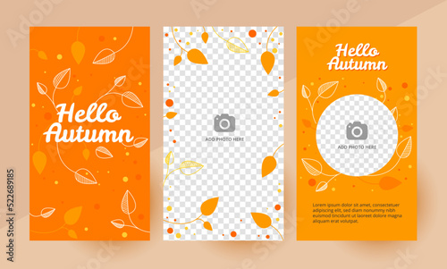 Social media hello autumn template design layout