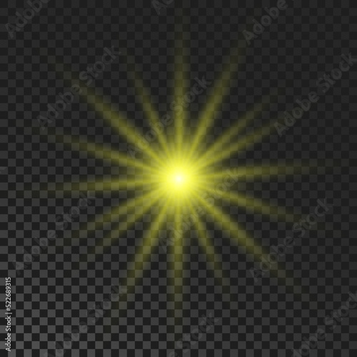 Yellow glowing sparkling star