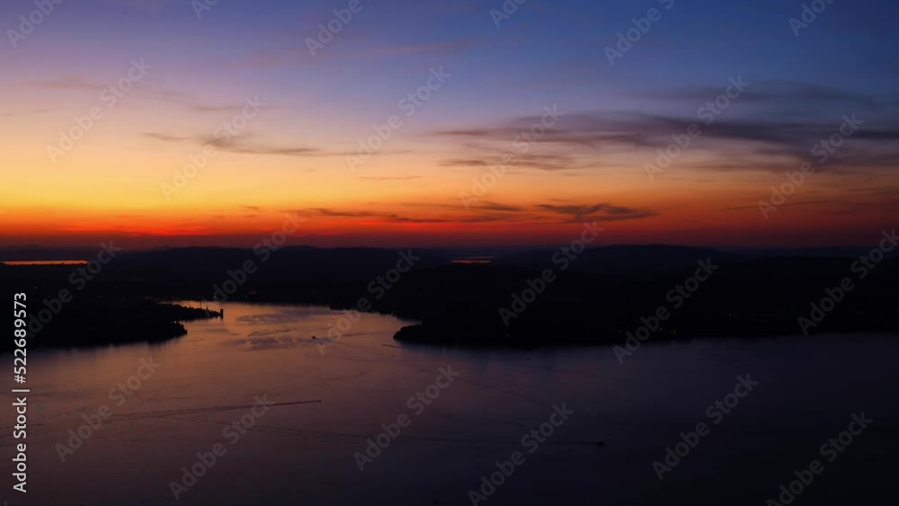 Aerial View over Mountain and Lake View in Dusk on Lake and City of Lucerne in Switzerland. Aerial View over Mountain and Lake View in Dusk on Lake and City of Lucerne in Switzerland.
