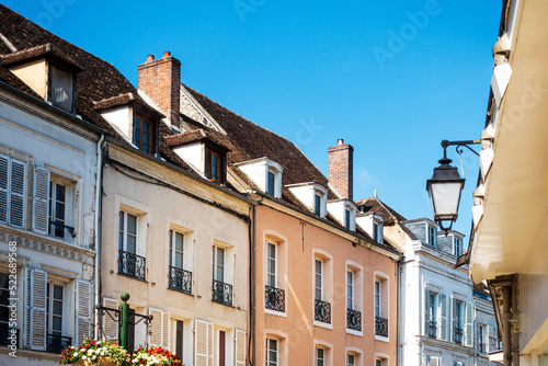 Street view of old village Provins in France photo
