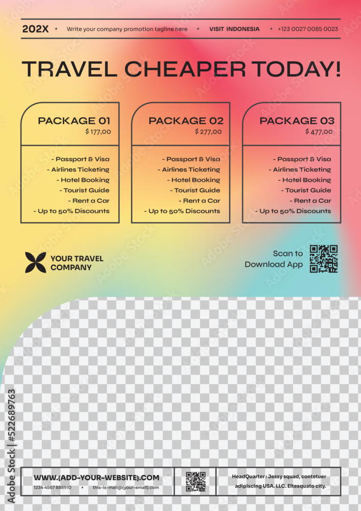 Gradient Mesh Style for Summer Vacation Vibes Flyer Templates in A4 Size and Creative Color