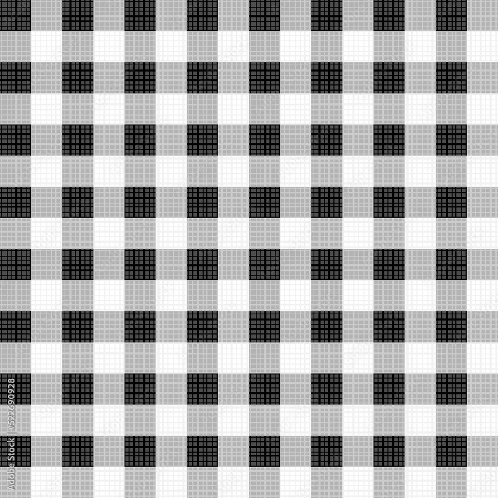 Lumberjack buffalo check plaid seamless pattern. Black and white. Four tiles here. Flat colors. Lumberjack buffalo check plaid seamless pattern. Black and white. Four tiles here. Flat colors.
