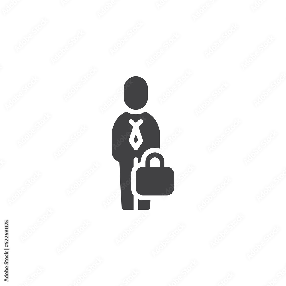 Businessman with briefcase vector icon