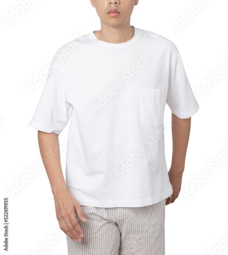 Young man in oversize T shirt mockup cutout, Png file. © Touchr