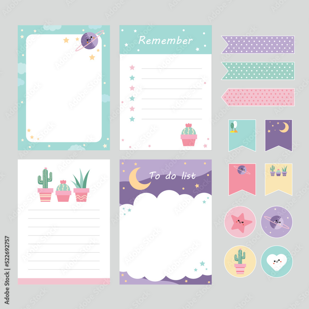 cute daily planner for notes, for to do, for important cute daily planner for notes, for to do, for important