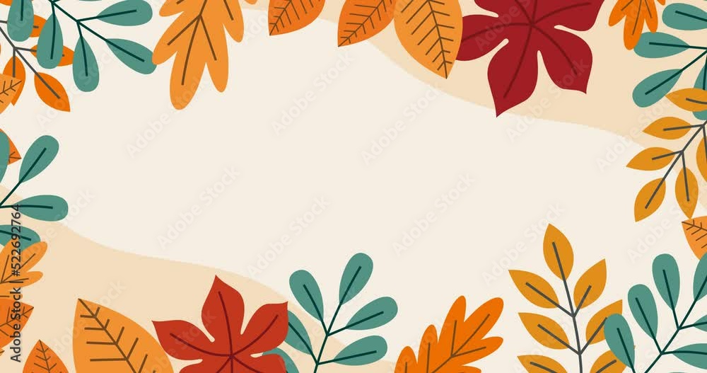 animated background of light colorful leaves with stalks and plants circling around the screen