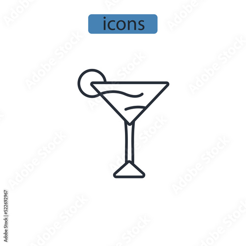 Cocktail icons  symbol vector elements for infographic web