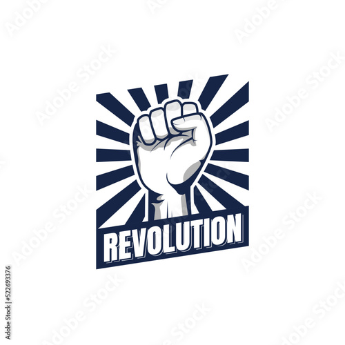 Revolution illustration for poster design. Clenched fist hand vector silhouette.