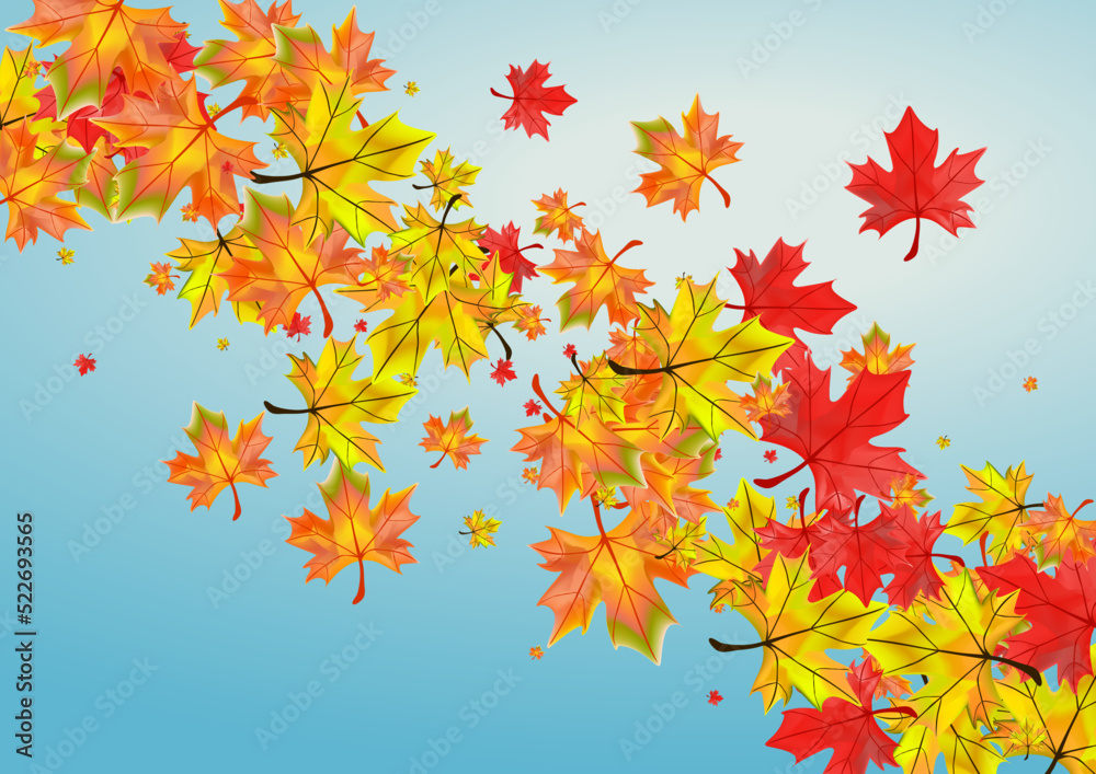 Brown Leaves Background Blue Vector. Leaf Paper Texture. Orange Realistic Plant. Forest Floral Illustration. Brown Leaves Background Blue Vector. Leaf Paper Texture. Orange Realistic Plant. Forest Floral Illustration.