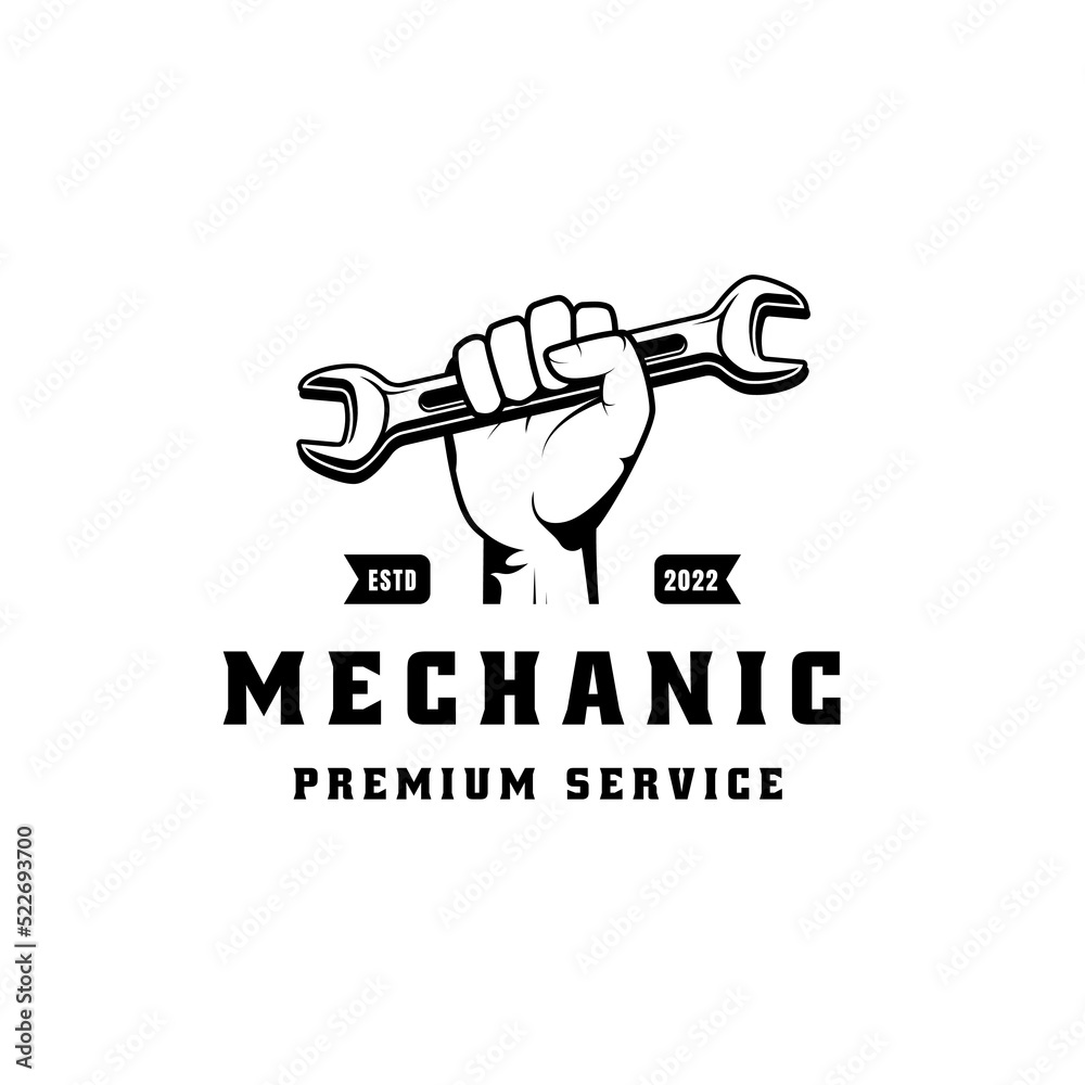 Mechanic badge logo design in retro style. Plumber logo design template Mechanic badge logo design in retro style. Plumber logo design template