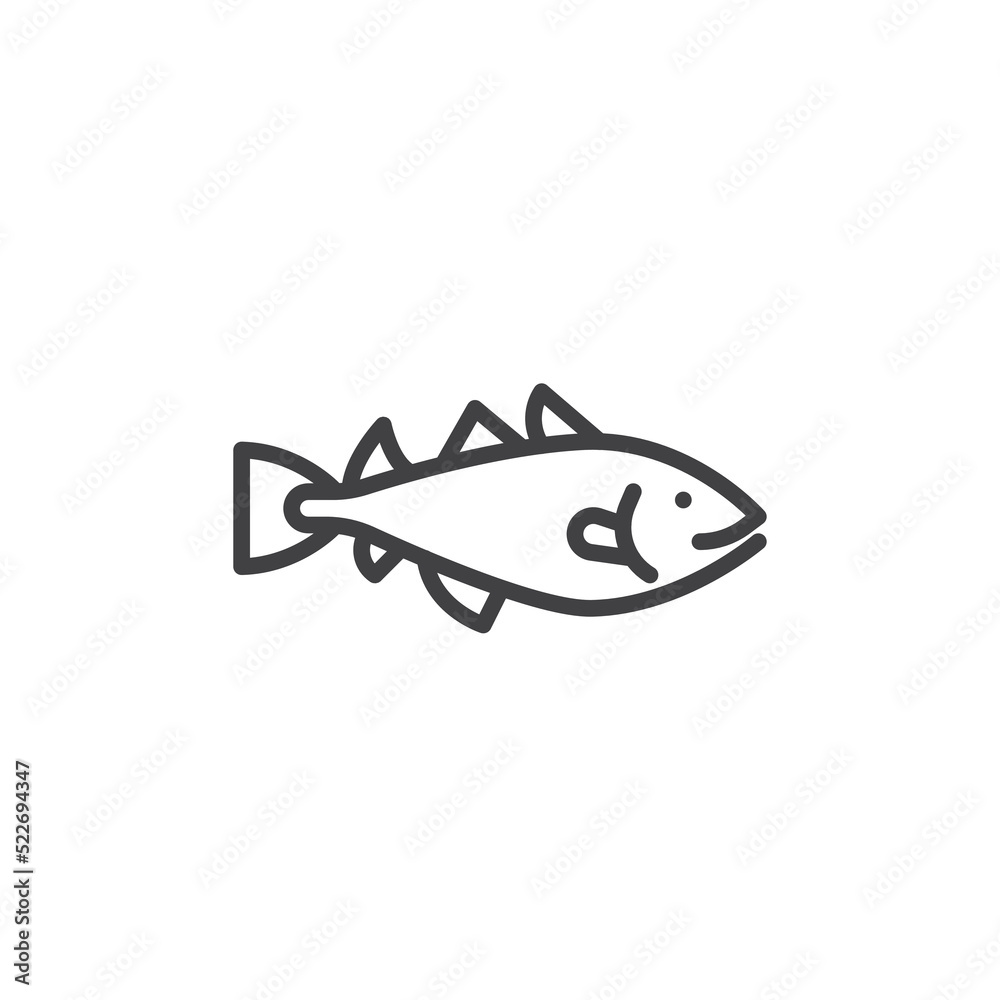 Codfish fish line icon Codfish fish line icon