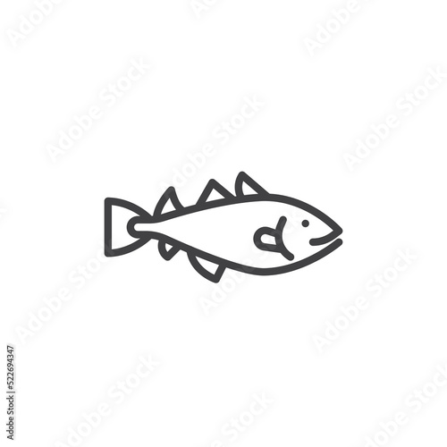 Codfish fish line icon