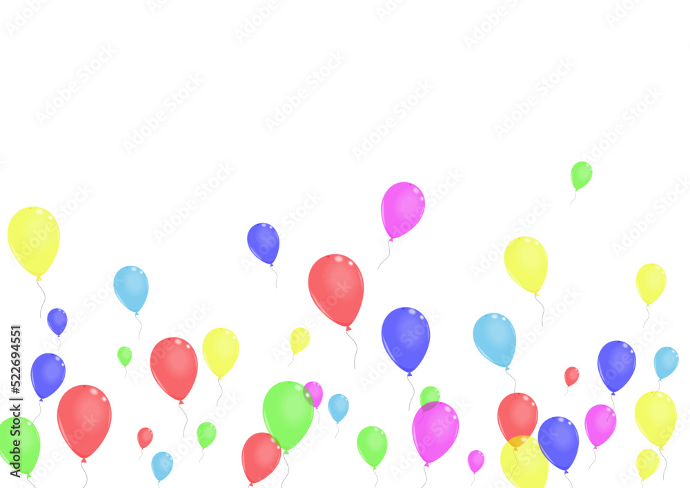 Pink Helium Background White Vector. Air Celebration Set. Blue Ribbon. Red Flying. Surprise Light Background.