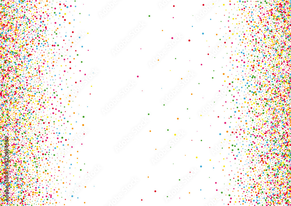 Rainbow Circle Background White Vector. Element Celebration Design. Bright Holiday. Multicolored Polka Fest. Confetti Festival Template.