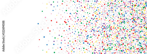 Colorful Dot Background White Vector. Confetti Festive Frame. Multicolored Eve. Rainbow Polka Anniversary. Geometric Graphic Illustration.
