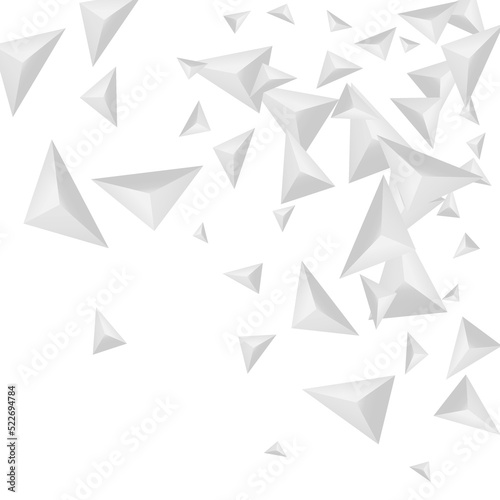 Silver Triangle Background White Vector. Polygon Beauty Template. Greyscale Gradient Banner. Triangular Render. Gray Origami Tile.