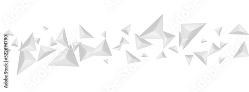 Gray Triangular Background White Vector. Polygon Shadow Banner. Hoar Creative Tile. Pyramid Construction. Greyscale Crystal Illustration.